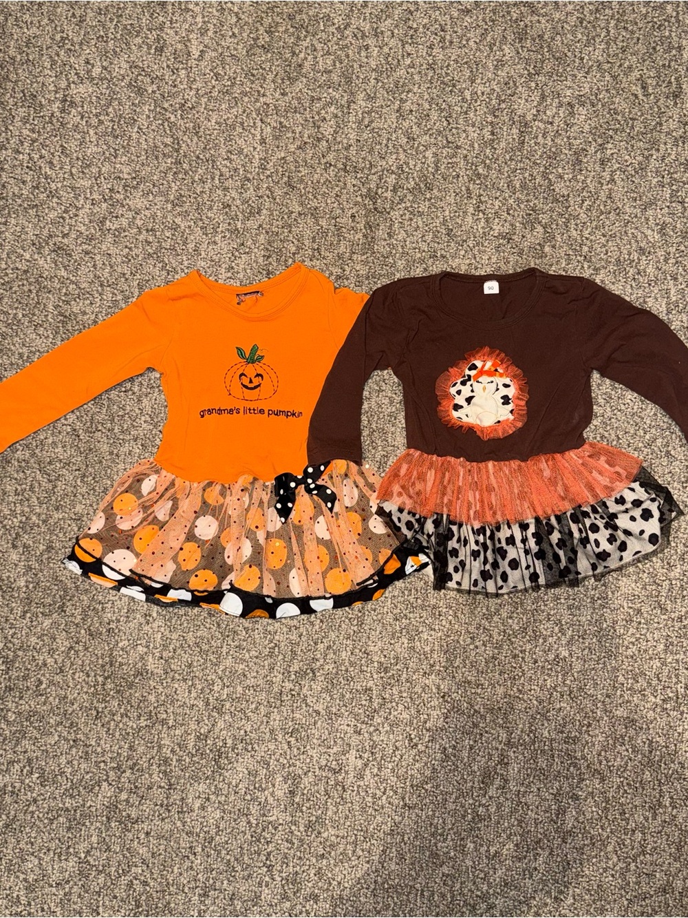 Girls Orange Pumpkin Tutu Dress